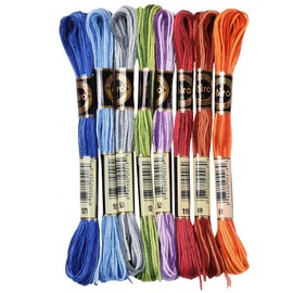 CABODYALS 8 Skeins 6 Strands 70 Yards Variegated Embroidery Cross Stitch Thread Gradient Color Friendship Bracelet Blue Cotton String Floss for Sewing Making Bracelet Knitting Stitching Craft Supply