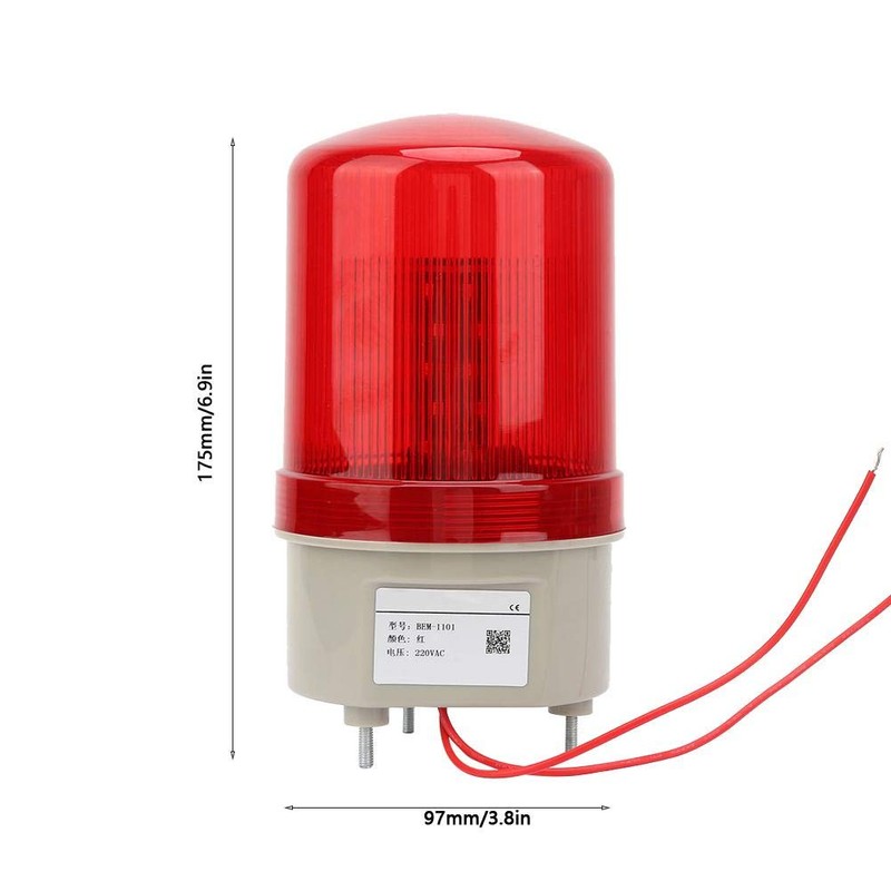 220 VAC Rotating Flashing Light Red LED Warning Light Industrial
