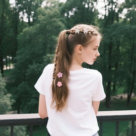 PreciRise 4 Pcs Sparkling Crystal Stone Braided Hair Clips, 2025 New Satin Fabric Hair Bands Rhinestone Four-Leaf Clover Hair Clip for Styling, Duck Bill Clips for Women Girls, Color C