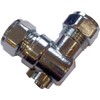 15mm Angled Isolating Valve Compression 90 Degree Elbow Chrome -