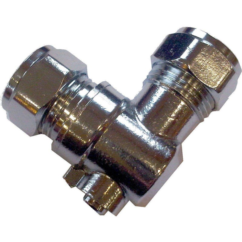 15mm Angled Isolating Valve Compression 90 Degree Elbow Chrome -