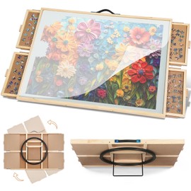DIKASHI 1500 Pieces Tilting & Rotating Puzzle Board, 34.25" × 25.2", Portable Jigsaw Puzzle Table for Adults with 4 Drawers & Protective Cover, Ideal Gift for Mum