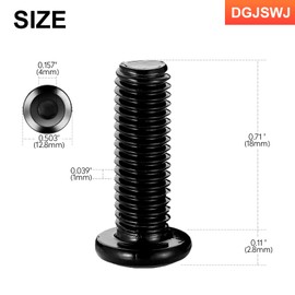 DGJSWJ M6 x 50mm Countersunk Socket Cap Allen Bolts, Flat Round Head Socket Cap Screws, Furniture Screws, Carbon Steel, Full Thread, Black Oxide Finish, 20 PCS