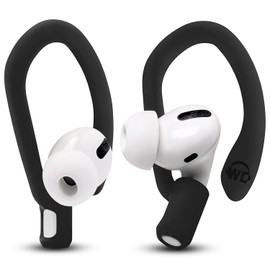 WC HookZ - Ganchos para Las Orejas mejorados y patentados para AirPods Pro 1, 2 y AirPods 1, 2 y 3 - Pares de Dos tamaños incluidos en el Paquete, Fabricados por Wicked Cushions | Pitch Black