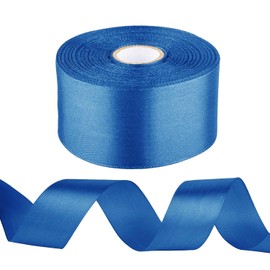 1-1/2 inch Blue Ribbon for Gift Wrapping, Satin Fabric Ribbon for Crafts, Christmas Tree, Valentines, Bows Bouquet, Floral, Hair Birthday Decoration 25 Yards