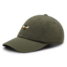 JPAK Bee Premium Dad Hat Embroidered Cotton Baseball Cap Insect Honey Olive Green