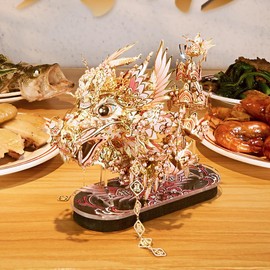 Piececool 3D Puzzle Metal Model Making Lucky Dragon, 3D Metal Puzzle for 340 Stainless Steel, Full Metal, 1:1 Restore Collection, Birthday Gift, Model Kit Adults