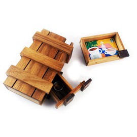 3D Wooden Box Puzzle Secret Unwrap a Hidden Treasure Gift Box with stash or Cash compartments for a Treasure Hunt Puzzle Lover