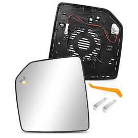 TOP-MAX Driver Side Mirror Glass Replacement for Ford F150 2015 2016 2017 2018 2019 2020, Left Heated Mirror Glass with Blind Spot Detection and Rear Holder, FL3Z-17K707-AH