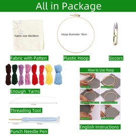 DIY Punch Needle Kits Cartoon Cute White Rabbit and Easter Eggs Embroidery Punch Needle Starter Craft with Hoop Easy for Beginners for Festival t and Decoration 20x20cm-1