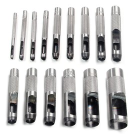 Utoolmart Round Steel Hollow Punch Set 3mm to 25mm Leather Craft Hollow Hole Punch Tools 15Pcs