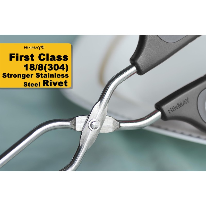 HINMAY Stainless Steel Scissor Tongs Cooking Tongs Set, Set of