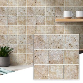 Commomy 3D Faux Stone Wall Panels - 10 pcs of 11.8'' x 11.8'' Stone Peel and Stick Tile Ultralight PVC Brick Textured Backsplash for Fireplace, Kitchen, Living Room, Interior Wall Tiles