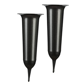 Tymar Grave Vase, Pack of 2, Cemetery Vase with Ground Spike, Grave Ornament, Vase for Grave, Plastic (Graphite, Diameter 10 cm)