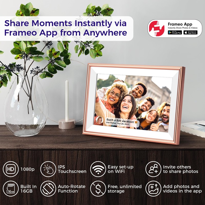 ELIME Digital Picture Frame - FRAMEO 10.1 Inch WiFi Digital