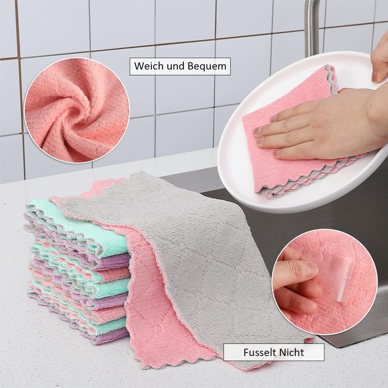 taonganui Pack of 12 Microfibre Cloths Microfibre Kitchen Cleaning Cloths