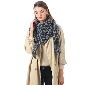 MAKFORT Women's Autumn Winter Scarf Imitation Cashmere Leopard Neckerchiefs Triangle Towel, blue