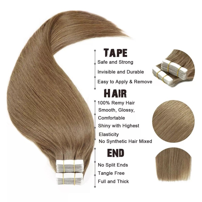 MARCA PROPIA Extensiones Cabello Real 14in Balayage Castaño 50gr