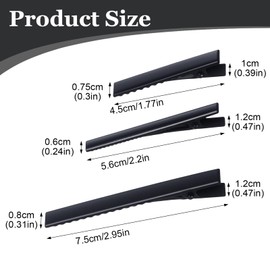 45 Pcs Alligator Clips for Crafts Black 3 Sizes Metal Flat Top with Teeth Single Prong Hairpins Sectioning Hairdressing Salon Clips for Women Hairbow DIY Art Craft Projects Gifts 4.5/6/7.5 cm