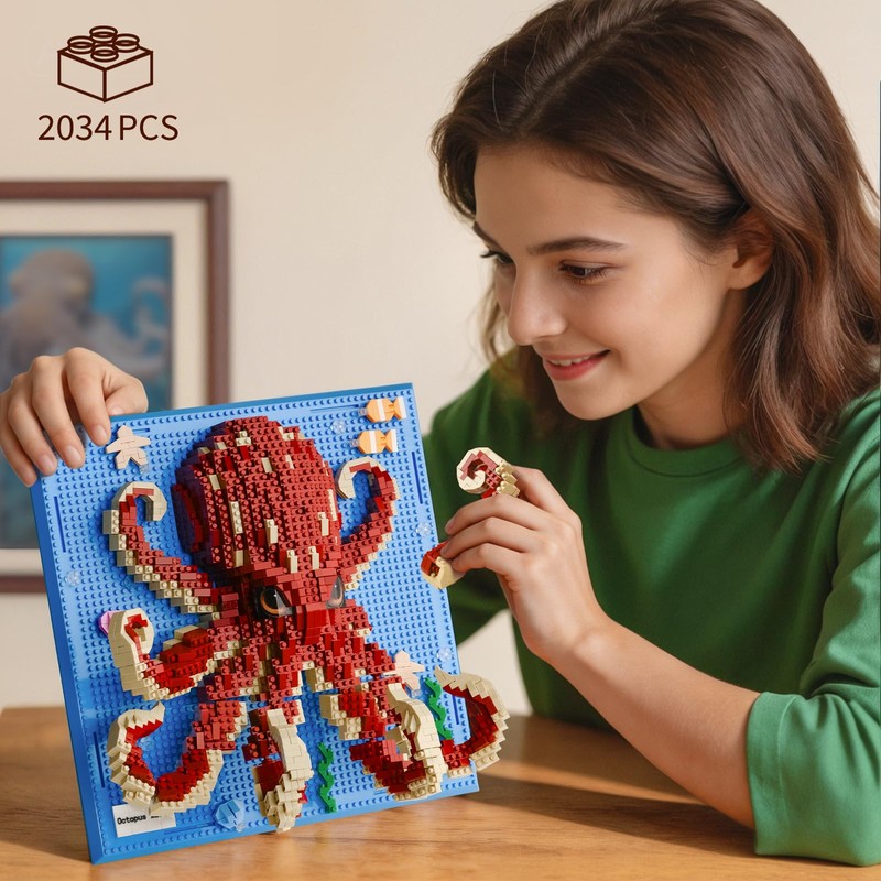 Octopus Wall Art Building Sets for Adults,3D Mini Octopus Building