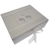 White Cotton Cards Gorgeous Twins, Large Keepsake Box, Silver Booties