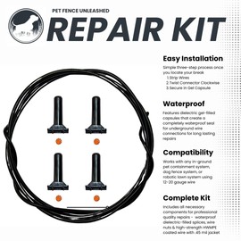 Universal Pet Fence Repair Kit, 14 Gauge Wire with 4 Waterproof Splices, Professional Grade (50')