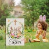 Heyfibro Happy Easter Bunnies Garden Flag 12x18 Double Sided Burlap,