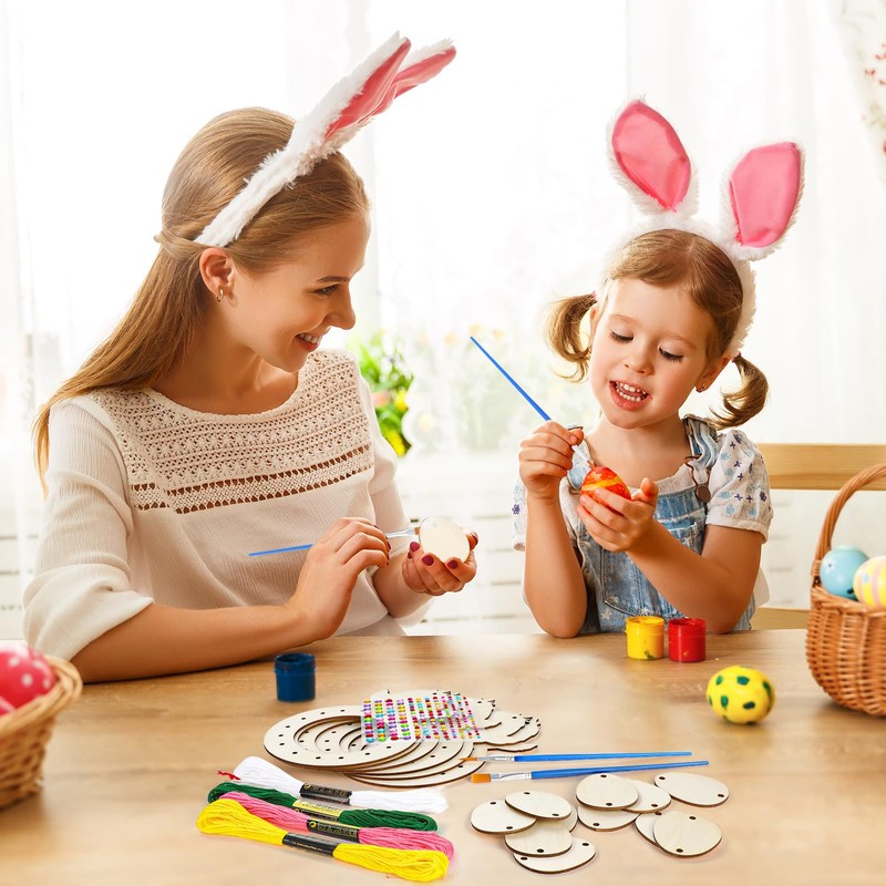 MWOOT 8 Pcs Wooden Easter Dream Catcher Craft Kits, DIY