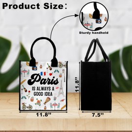 seclate Paris Travel Gift Tote Bags for Women, France Paris Trip Lover Gifts, Reusable Beach Bag for Birthday Shopping Sports - B06