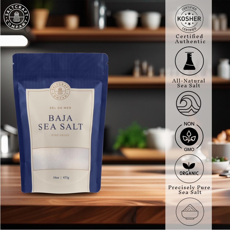 SALTCRAFT Baja Sea Salt – Fine Grain, Kosher Certified, 30%