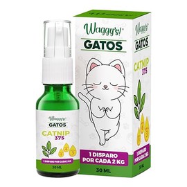 Waggys'! Aceite Relajante + Catnip para Gatos - Apoyo para el manejo de Estrés y Ansiedad, Inflamación, Piel y Pelo - Adicionados con Omegas y Aceite Relajante - 75 Disparos.