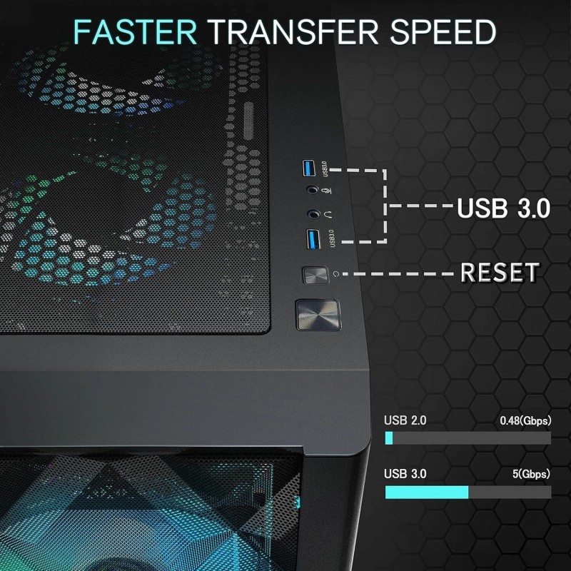 MUSETEX NN8 ATX Case with 6 Preinstalled PWM ARGB Fans,