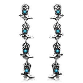 PHALIN Western Earring for Women Vintage Turquoise Cowgirl Cowboy Boot Dangle Earrings Western Rodeo Country Concert Outfits Jewelry Accessories, Zinc, No Gemstone