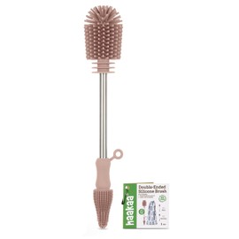 haakaa Cepillo de Limpieza de Silicona Cepillo para Botellas de Doble Punta con Cerdas de Silicona Suaves para Sacaleches, Colectores de Leche Materna, Biberones, Tetinas, Bolsas de Almacenamiento de