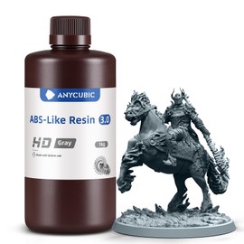 ANYCUBIC 3D Printer Resin, ABS-Like 3.0 Resin for 8K/14K/16K 3D Printing, Strong Strength, High Precision, Low Odor, Wide Compatibility for All LCD Resin 3D Printers (HD Grey, 1kg)