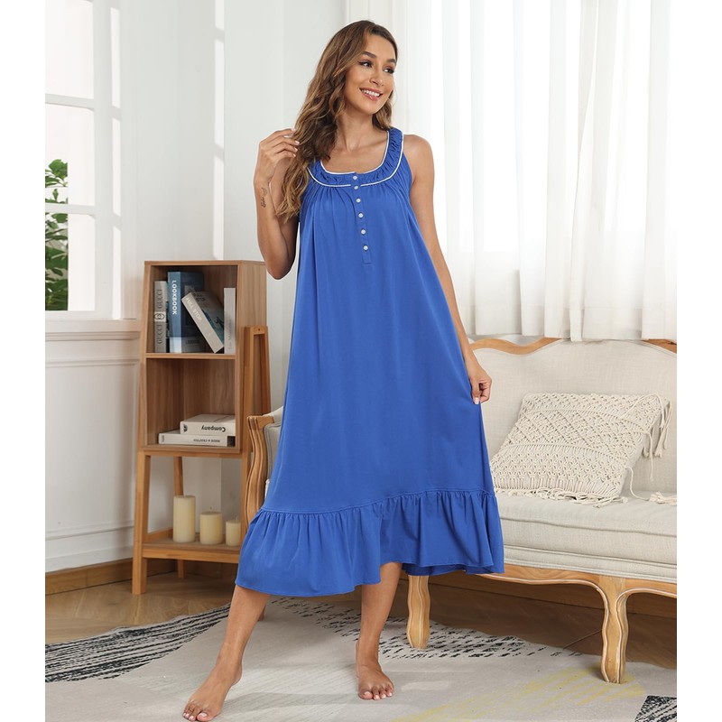 QRRLUEN - Camisón sin mangas para mujer, camisón largo de