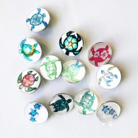 Lovglisten 12pcs/lot New Mixed Turtle Animal Style Snap Jewelry Glass Charms 18mm Snap Button Jewelry for 18mm Snaps Bracelet (4)