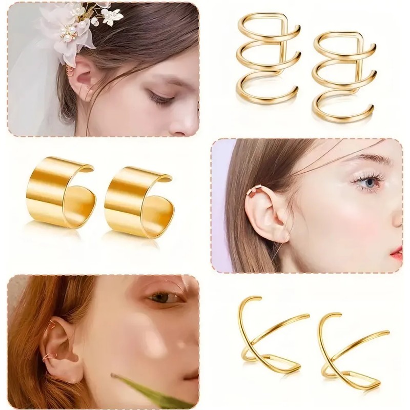 Aretes Savefree Ear Cuff 36pcs Sin Perforación Aleación Zinc Plateado
