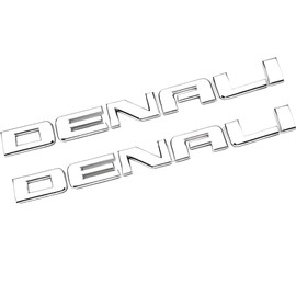 Denali 2-PC Nameplate Emblem HD Badge for GMC Yukon & Sierra 2007-2020 Models - Genuine Replacement Emblem - Chrome Finish