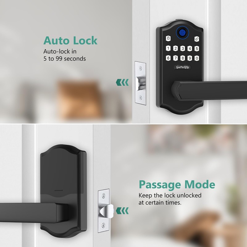 Smart Fingerprint Door Lock with Keypad and Handle, APP Control,