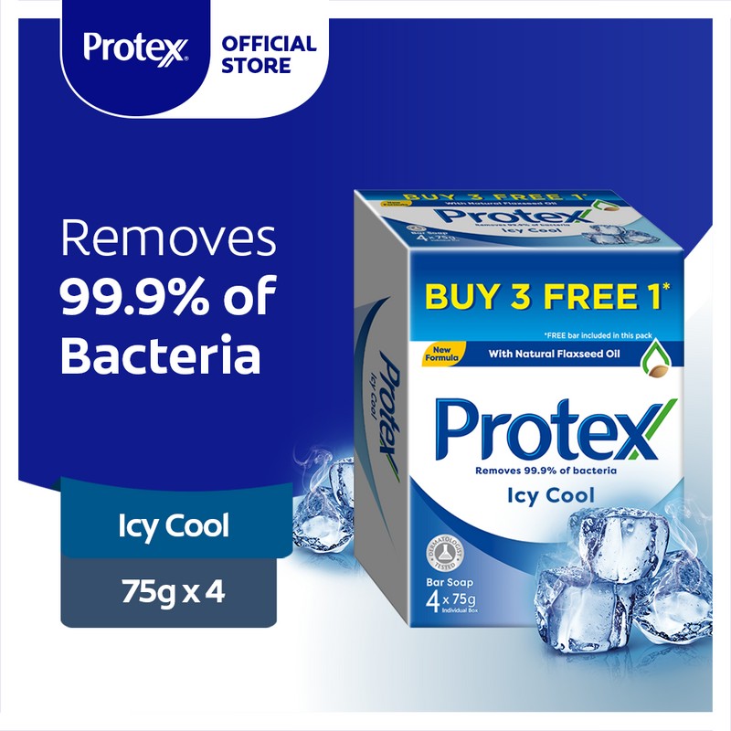 Protex Icy Cool Antibacterial Bar Soap Valuepack 75g x 4