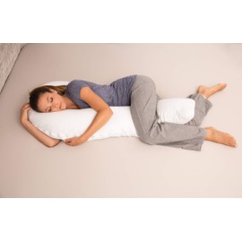 Deluxe Comfort Letter J Shaped Full Body Pillow - Soft Synthetic Fiber Fill - Total Body Length - Hook yourself into a great sleep - Body Pillow, White