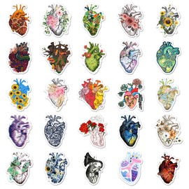 Art Stickers Aesthetic 50 Pcs Heart Stickers Bulk for Artists Fantasy Stickers Garden Stickers Cool Sticker Pack for Adults Teens Heart Aesthetic Artsy Stickers Waterproof