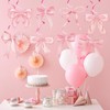 Fanfanwin 36 Pcs Valentine‘s Day Pink Bow Party Hanging Swirls