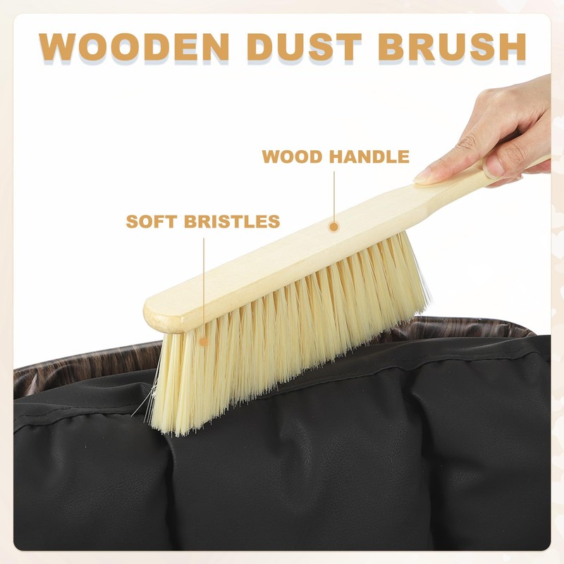 sourcing map 2pcs Wooden Dust Brush, 14 Inch Hand Broom