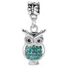 LaBenie Dangle Turquoise Green Crystal Owl Charm