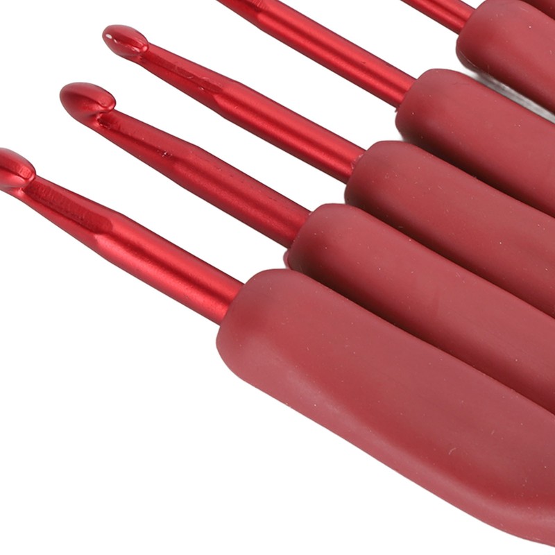 9Pcs Crochet Hook Set Aluminum Body Silicone Wrapped Handle 2