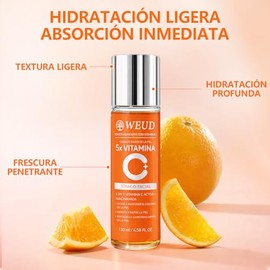 WEUD Tonico Hidratante Facial Coreano, con 5X Vitamina C Activa, Niacinamide, 100 Natural, Hipoalergnica, Hidrata, Ilumina, Serum Toner Facial para...