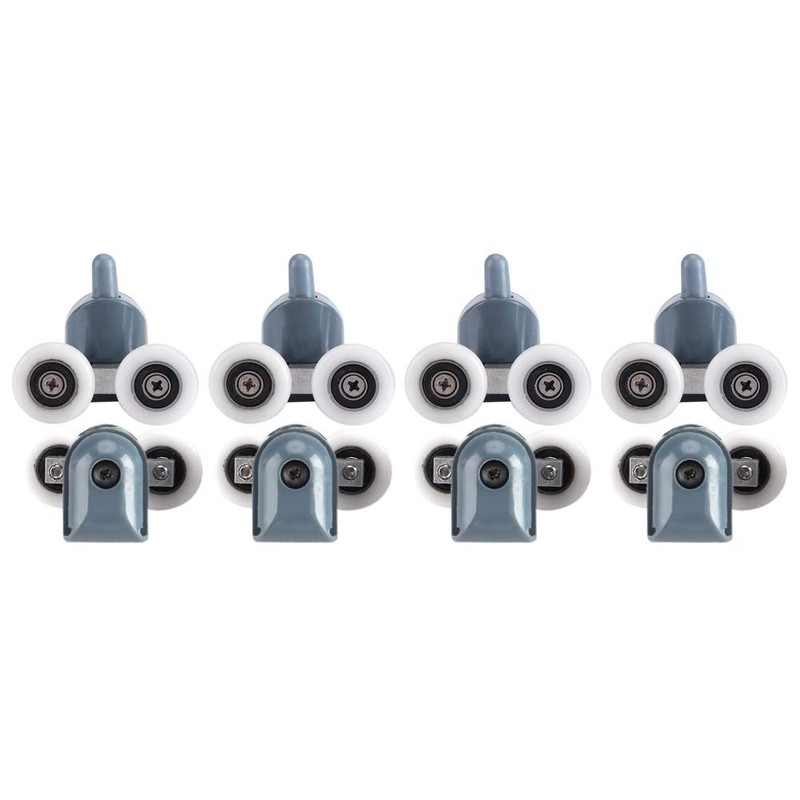 Acouto Twin Bottom Top Shower Door Rollers Pulleys Wheels Runners