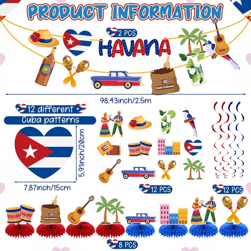 Epakh 22 Pcs Havana Night Party Decorations Set 2 Cuba